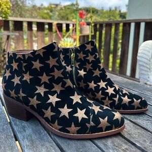 Anthropologie Black Suede Ankle Heel Western Trend (7)